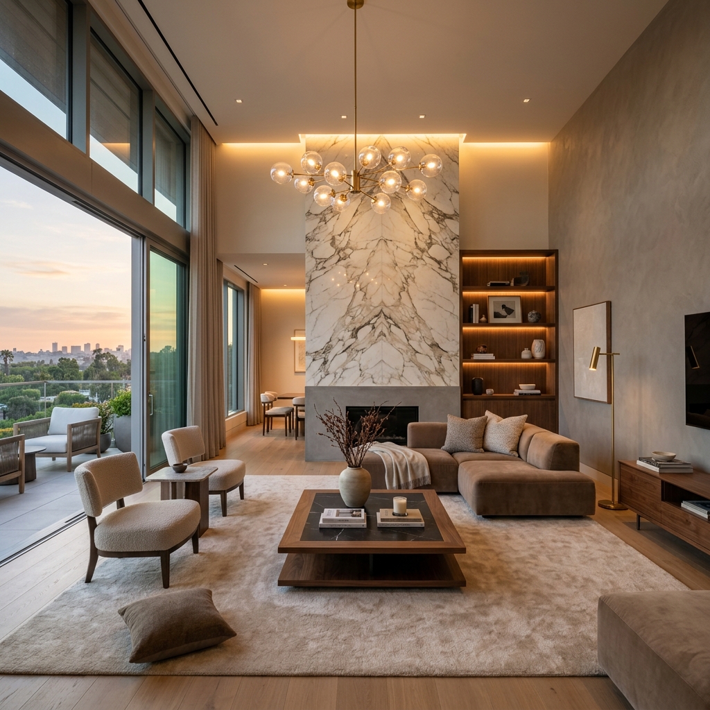 Finished minimal living room design by Loyal Projects Associates